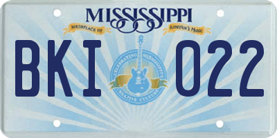 MS license plate BKI022
