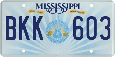MS license plate BKK603