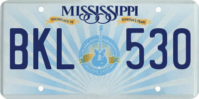MS license plate BKL530