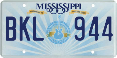 MS license plate BKL944