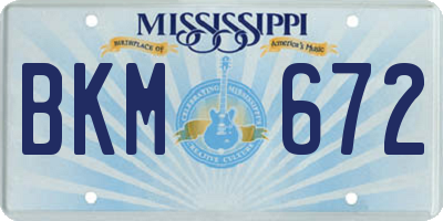 MS license plate BKM672