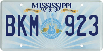 MS license plate BKM923