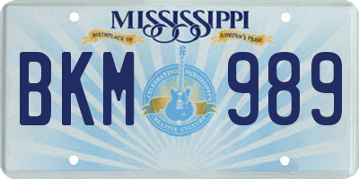 MS license plate BKM989