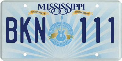 MS license plate BKN111