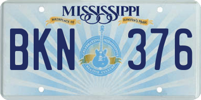 MS license plate BKN376