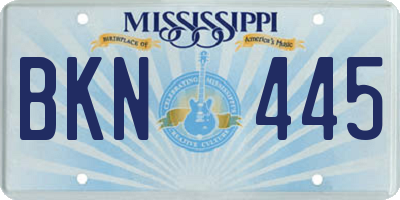 MS license plate BKN445
