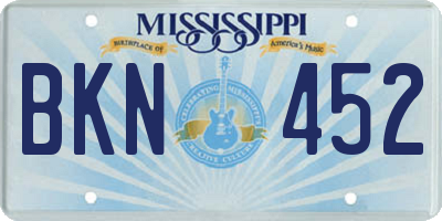 MS license plate BKN452