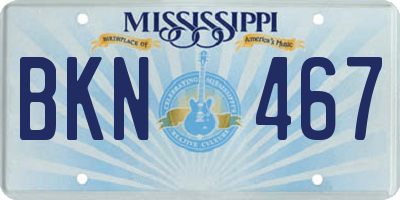 MS license plate BKN467
