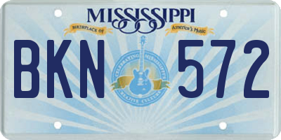 MS license plate BKN572