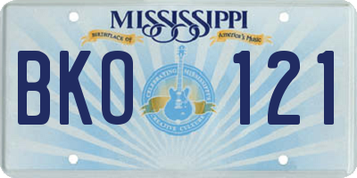 MS license plate BKO121