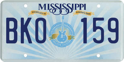 MS license plate BKO159