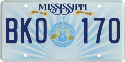 MS license plate BKO170