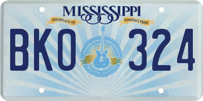 MS license plate BKO324