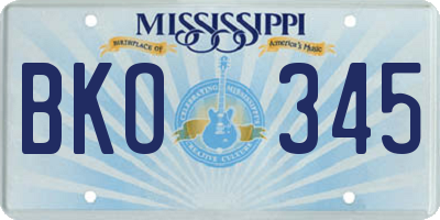 MS license plate BKO345