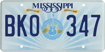 MS license plate BKO347