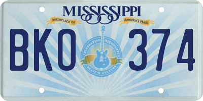 MS license plate BKO374