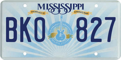 MS license plate BKO827