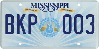 MS license plate BKP003