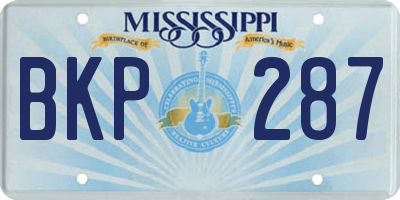 MS license plate BKP287