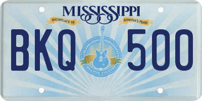MS license plate BKQ500