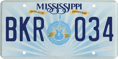 MS license plate BKR034