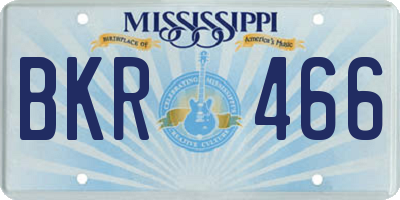 MS license plate BKR466
