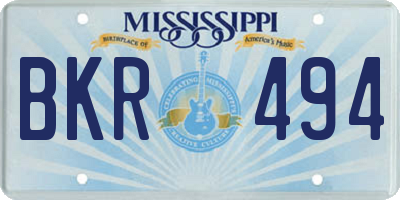 MS license plate BKR494