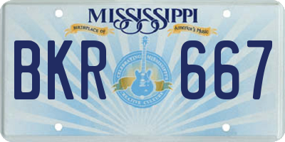 MS license plate BKR667