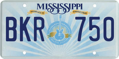 MS license plate BKR750