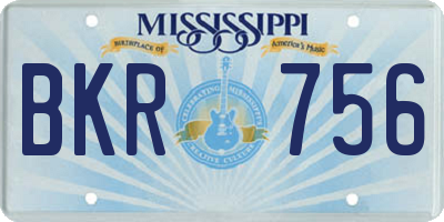 MS license plate BKR756