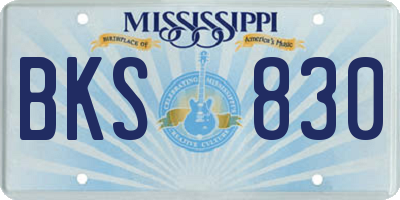 MS license plate BKS830