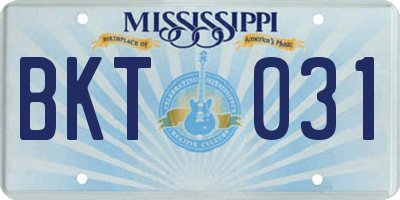 MS license plate BKT031