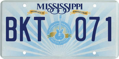 MS license plate BKT071