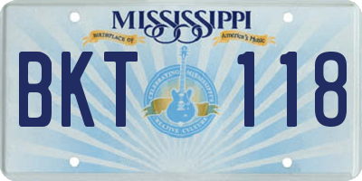 MS license plate BKT118