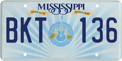 MS license plate BKT136
