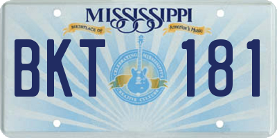 MS license plate BKT181