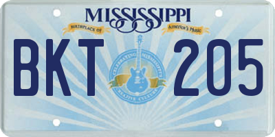 MS license plate BKT205