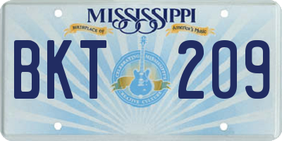 MS license plate BKT209