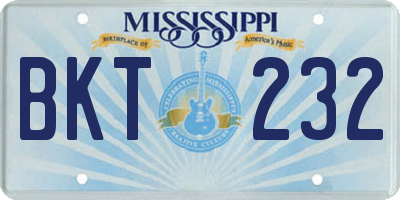 MS license plate BKT232
