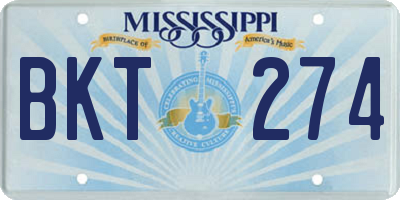 MS license plate BKT274