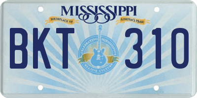 MS license plate BKT310