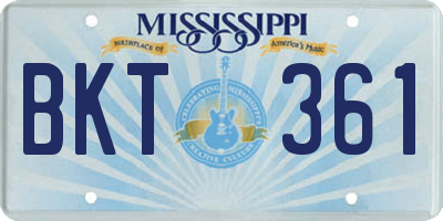 MS license plate BKT361