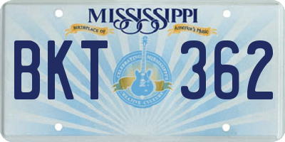 MS license plate BKT362