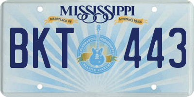 MS license plate BKT443