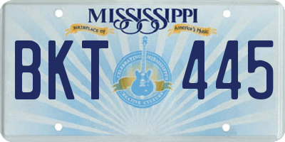 MS license plate BKT445