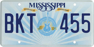 MS license plate BKT455
