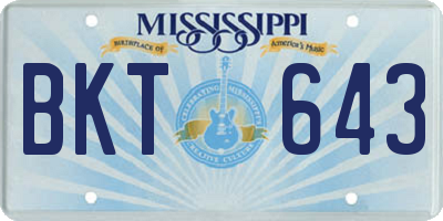 MS license plate BKT643