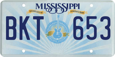 MS license plate BKT653