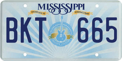MS license plate BKT665