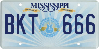 MS license plate BKT666